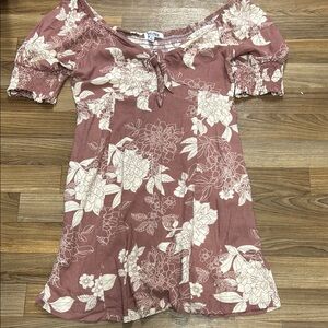 Mimi Chica Pink Cream Sundress with Puff Sleeves and Off the Shoulder Neckline